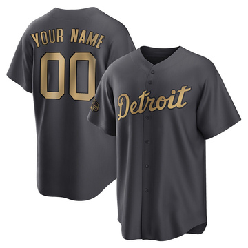 Custom Men's Detroit Tigers Alternate Jersey - Black Golden Replica