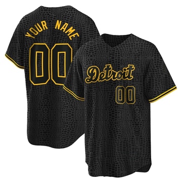 Custom Men's Detroit Tigers Alternate Jersey - Black Golden Replica